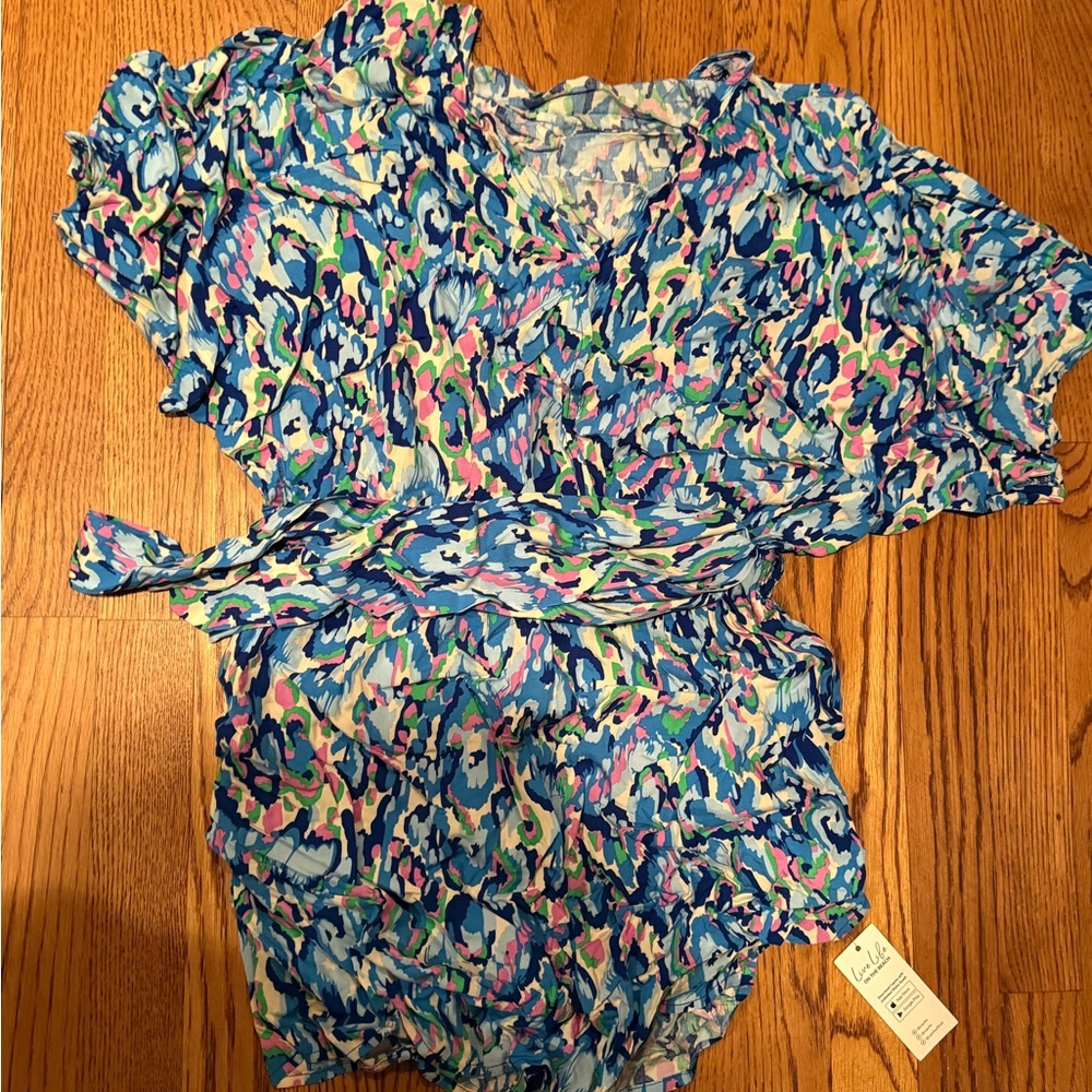 Cupshe Blue and Pink Patterned Swim Coverup